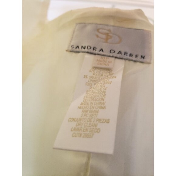 Sandra Darren Womens Petite 10P Fancy Top Ivory Black Beaded Cropped Sleeveless - Picture 6 of 6